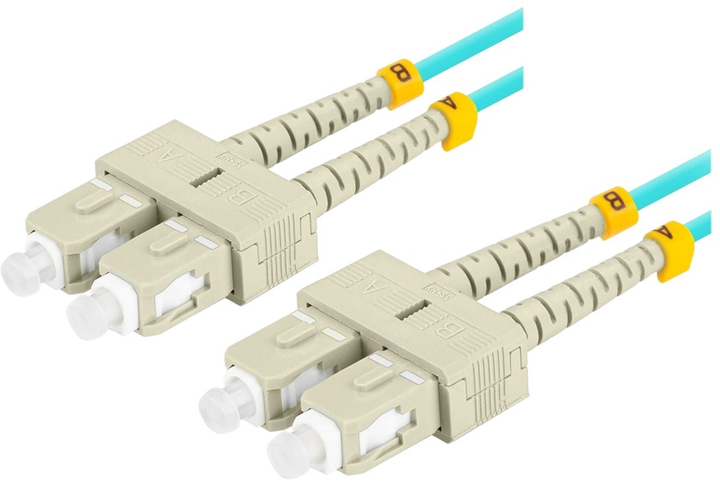 Patchcord optyczny Lanberg MM SC/UPC - SC/UPC Duplex om3 3 mm 2 m Aqua (FO-SUSU-MD31-0020-TQ) - obraz 1