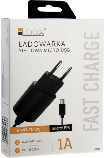 Ładowarka sieciowa Libox LB0089 1A z kablem microUSB Czarna (ŁAD-INN-00034) - obraz 3