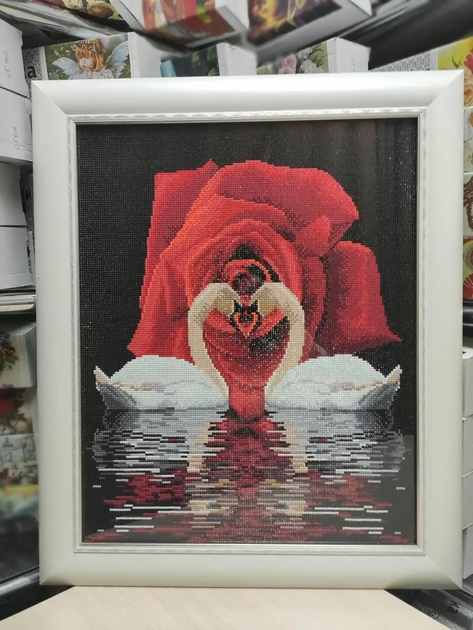 Алмазна мозаїка Лебеді і троянди 40х50 см ColorArt SP006 - зображення 4