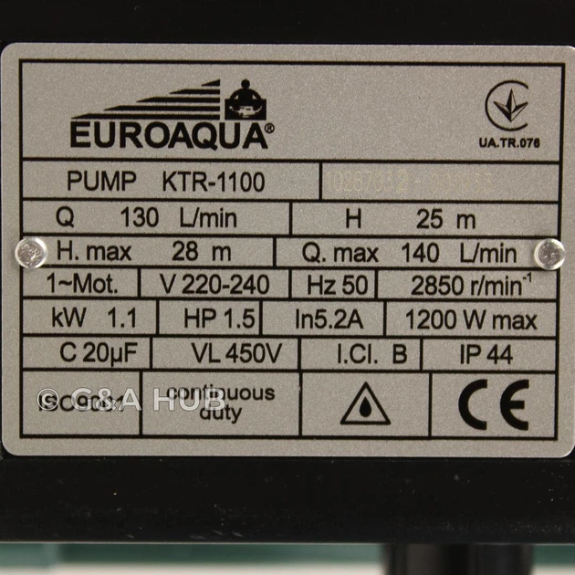 Насос центробежный БЦН Euroaqua KTR 1100 1,1 КВт - Фото 3 Насос центробежный БЦН Euroaqua KTR 1100 1,1 КВт - изображение 3