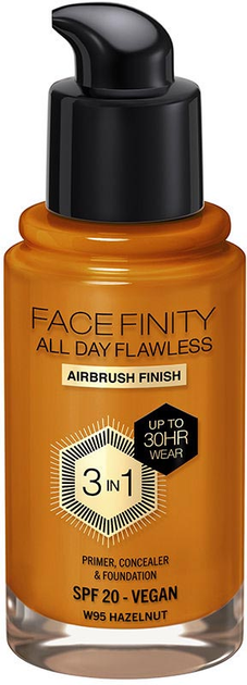 Podkład do twarzy Max Factor Facefinity All Day Flawless 3 in 1 Foundation SPF 20 W95 Hazelnut 30 ml (3616303999650) - obraz 1