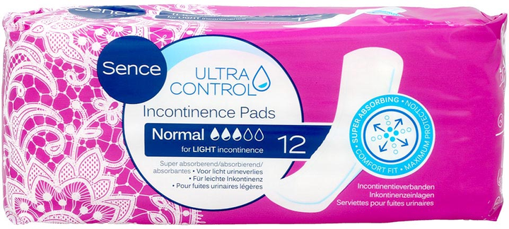 Podpaski higieniczne Sence Ultra Control Normal Incontinence Pads 12 szt (8718924879597) - obraz 1