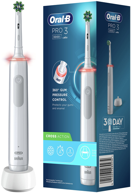 Електрична зубна щітка Oral-B Braun Pro 3 3000 Cross Action White (4210201289234) - зображення 1