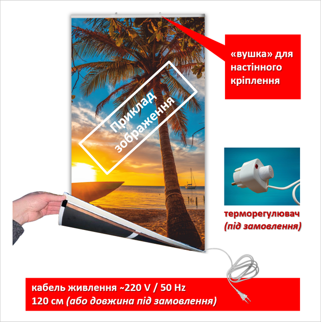 Инфракрасный настенный обогреватель картина Васильки-Ромашки 61x107см/250Вт/220В - изображение 7