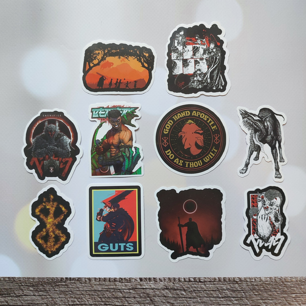 Наклейки, стикеры, стикерпак "Берсерк. Berserk". Набор из 10 шт. №3 ...