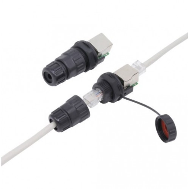 Разъем герметичный RJ45 серии SZC-19-RJ45, 2 x 8P8C розетка двойная с ...