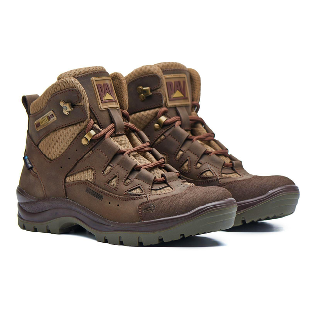 Берці літні тактичні черевики PAV 501 коричневі шкіряні сітка Fresh Air 45 - зображення 2