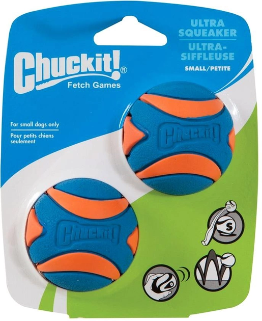 Zestaw piłek dla psów Chuckit! Ultra Squeaker Ball 5 cm 2 szt Orange and Blue (0029695315374) - obraz 1