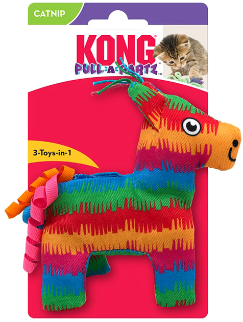 Zabawka interaktywna dla kotów Kong Pull-A-Partz Pinata 11.5 x 10 x 4 cm Multicolour (0035585459400) - obraz 1