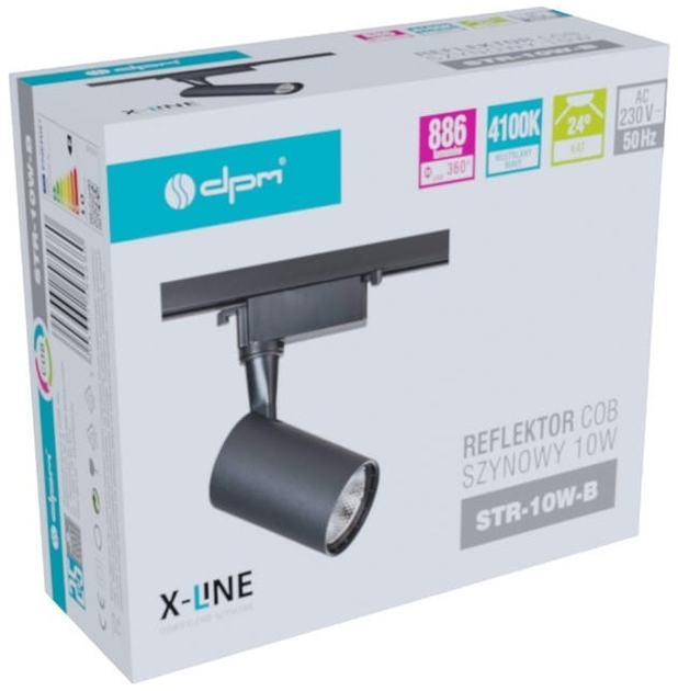 Reflektor COB DPM X-Line szynowy obrotowy 10 W 886 lm czarny (STR-10W-B) - obraz 3