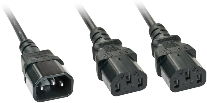 Kabel Lindy Power IEC-C14 - 2 x IEC-C13 2 m Black (4002888300391) - obraz 1