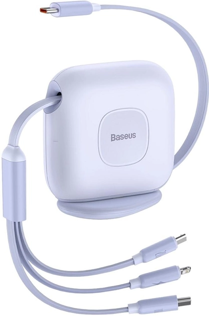 Kabel Baseus 3 w 1 USB Type-C - Apple Lightning / micro-USB / USB Type-C 1.7 m Purple (CAQY000005) - obraz 1