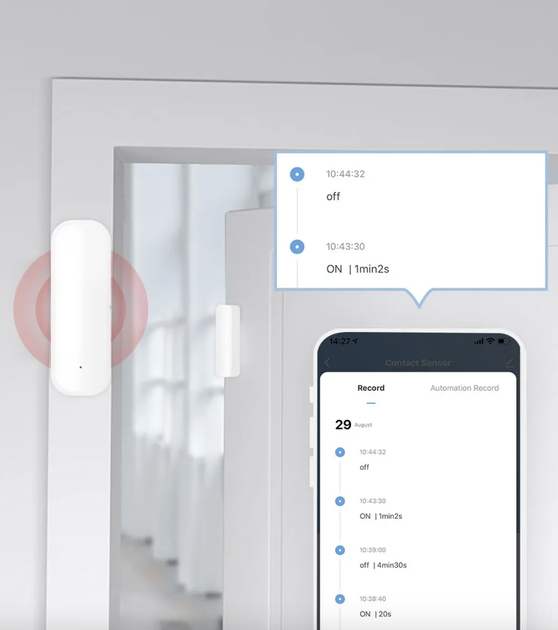 Беспроводной датчик открытия дверей и окон Wi-Fi для умного дома Smart Life Tuya - Фото 4 Беспроводной датчик открытия дверей и окон Wi-Fi для умного дома Smart Life Tuya - изображение 4