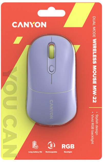 Мышь Canyon MW-22 Dual Band RGB Wireless Mountain Lavender (CNS-CMSW22ML) - изображение 6