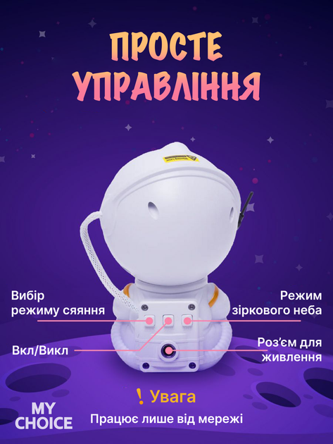 Ночник Проектор лазерный с эффектом звездного неба Астронавт с пультом, 8 режимов свечения - изображение 8