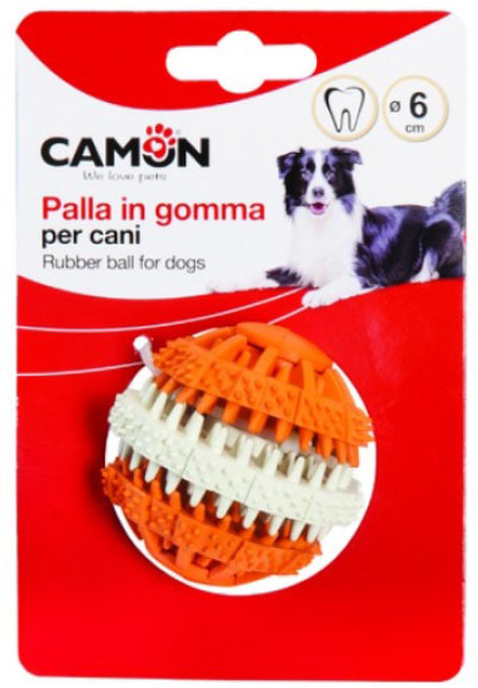 Zabawki do gryzienia dla psów Camon Dental fun piłka z pierścieniem 6 cm (8019808180618) - obraz 1