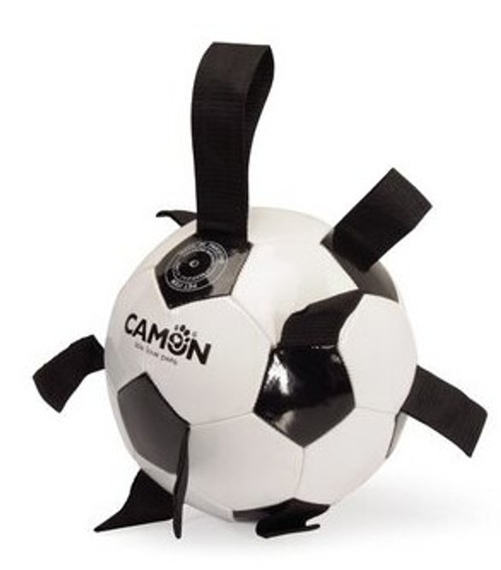 Іграшка для собак Camon Футбольний м'яч з ручками Чорно - білий 21 см (8019808233000) - зображення 1