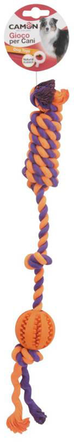 Zabawki do gryzienia dla psów Camon Dental piłka owalna z liną 30 cm (8019808167268) - obraz 1