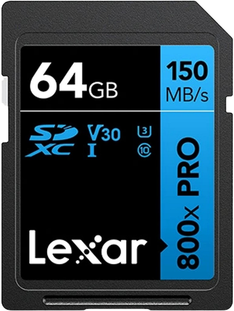Карта пам'яті Lexar High-Performance 800x 150 MB/s SDXC 64GB (LSD0800P064G-BNNNG) - зображення 1