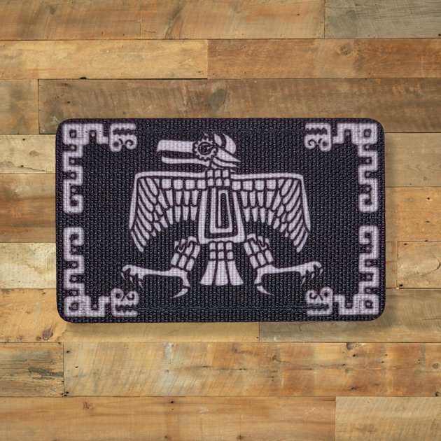 Шеврон Орел Ацтеків, на чорному, 8х5, на липучці (велкро), патч друкований - зображення 1