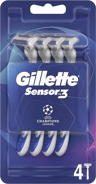 Бритва чоловіча Gillette Sensor 3 4 шт (7702018490240) - зображення 1