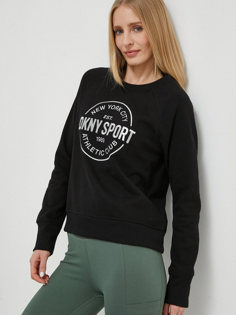 Акція на Світшот жіночий DKNY Lurex Athletic Medal DP3T9561-BLK XL Чорний з принтом від Rozetka