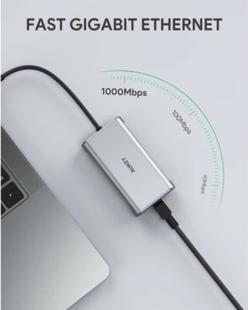 Aluminiowy HUB USB-C 8w1 RJ45 Ethernet 10/100/1000Mbps 3xUSB 3.1 HDMI 4k przy 30Hz SD i micro SD USB-C Power Delivery 100W (5902666661678) - obraz 4