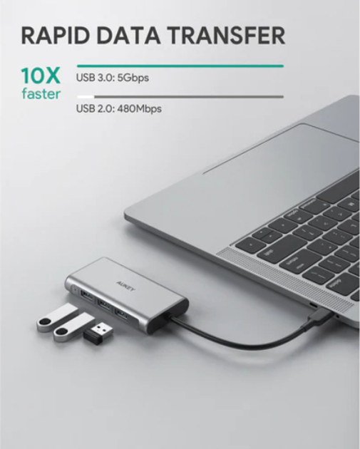 Aluminiowy HUB USB-C 8w1 RJ45 Ethernet 10/100/1000Mbps 3xUSB 3.1 HDMI 4k przy 30Hz SD i micro SD USB-C Power Delivery 100W (5902666661678) - obraz 5