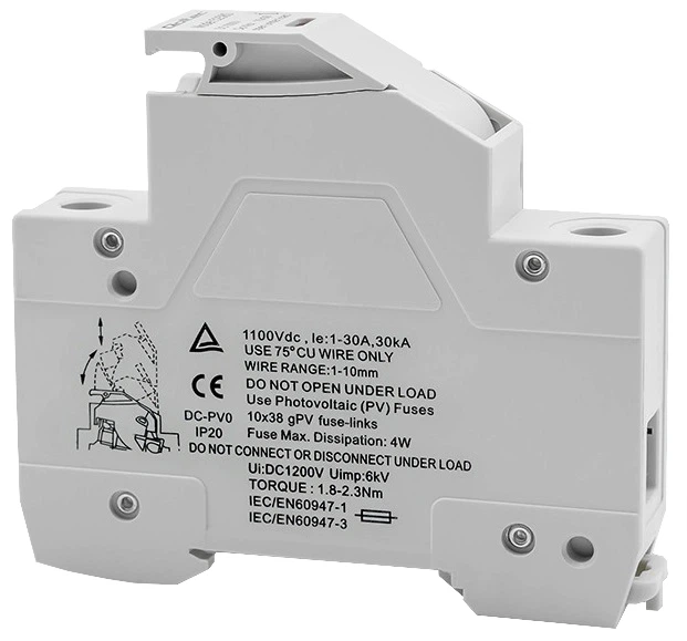 Обмежувач імпульсної перенапруги Qoltec Solar з діодом та запобіжником DC 1P 1000V 30A 10x38 (5901878525822) - зображення 7