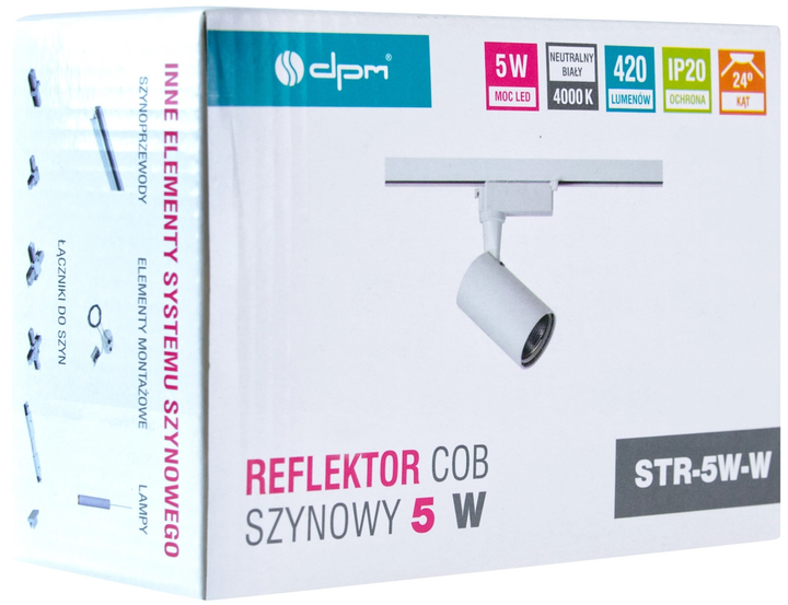 Reflektor COB DPM X-Line szynowy obrotowy 5 W 497 lm biały (STR-5W-W) - obraz 7
