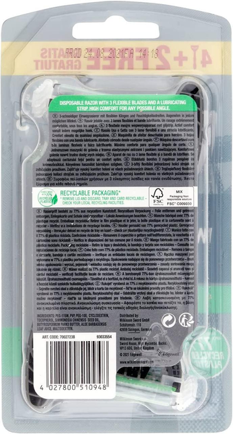 Одноразові станки для гоління Wilkinson Sword Xtreme 3 Black Edition 4+2 шт (4027800510948) - зображення 2