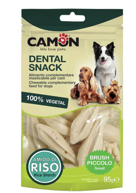 Ласощі для собак Camon Зубні щітки з рисовим крохмалем M 11 см 95 г (8019808188720) - зображення 1
