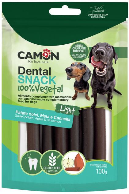 Палички для собак Camon Dental Snack з батату зі смаком яблука та кориці 100 г (8019808209425) - зображення 1