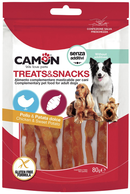 Pałeczki dla psów Camon Treats and Snacks z kurczakiem i batatami 80 g (8019808209197) - obraz 1