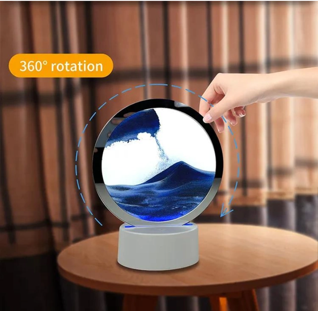 Настольная лампа ночник TOPA Песочные часы 3D картина Подвижный песок RGB - изображение 8