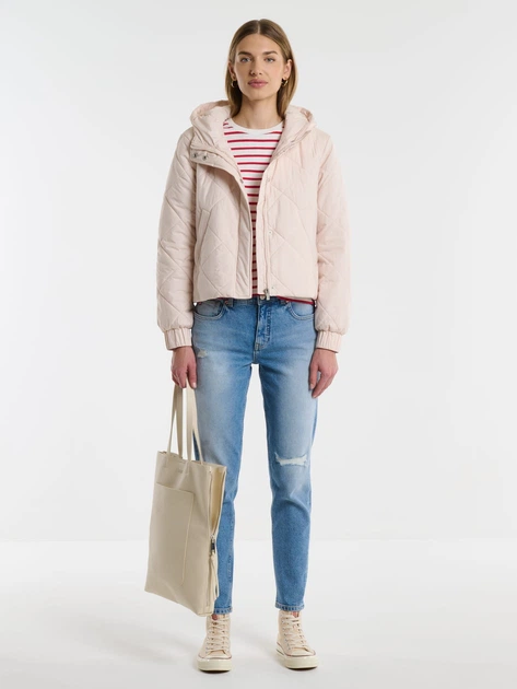 Куртка демісезонна коротка з капюшоном жіноча Big Star Pery-103 M Кремова (5900714713836) - зображення 5