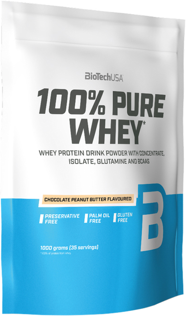 Protein Biotech 100% Pure Whey 1000 g Masło orzechowe (5999076238255) - obraz 1