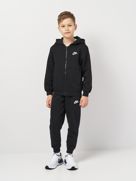 Детский теплый спортивный костюм (толстовка + штаны) для мальчика Nike K Nsw Club Flc Fz Tracksuit FD3114-010 XS 122-128 см Black/White (0196607245392) 
