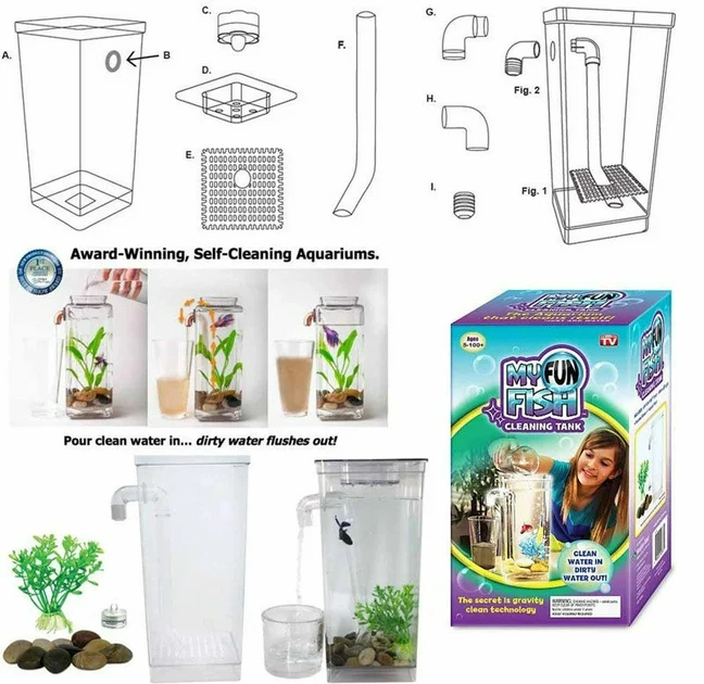 Детский прочный самоочищающийся аквариум OPT-TOP My Fun Fish с LED подсветкой (1756375765) - изображение 6