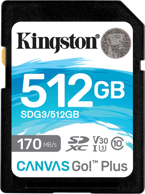 Kingston SDXC 512GB Canvas Go! Plus Class 10 UHS-I U3 V30 (SDG3/512GB) - изображение 1