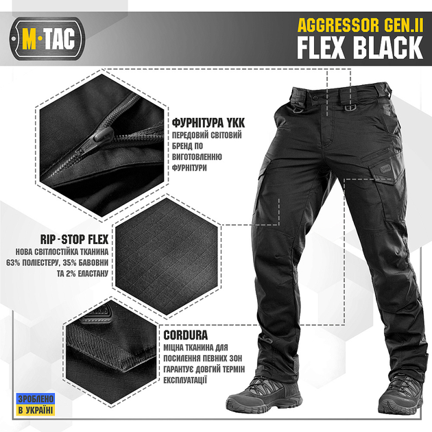 M-Tac брюки Aggressor Gen II Flex Black 36/30 - изображение 2