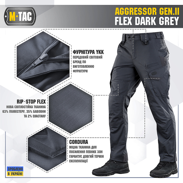 M-Tac брюки Aggressor Gen II Flex Dark Grey 40/34 - изображение 2