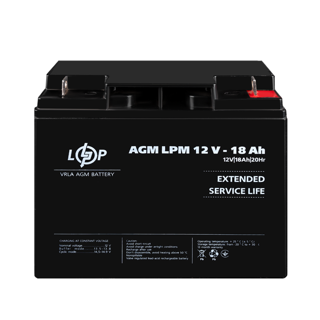 Акумулятор AGM LogicPower LPM 12V - 18 Ah - Фото 2 Акумулятор AGM LogicPower LPM 12V - 18 Ah - зображення 2