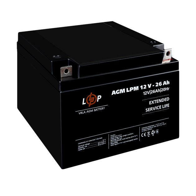Акумулятор AGM LogicPower LPM 12V - 26 Ah - изображение 3
