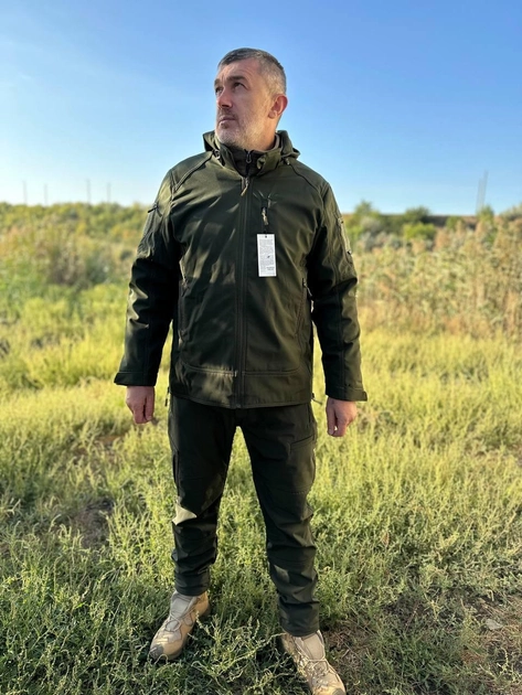 Тактична куртка весняна хаки COMBAT Боїв софтшел Soft-Shell олива для спецрозненну ВСУ S M - зображення 1