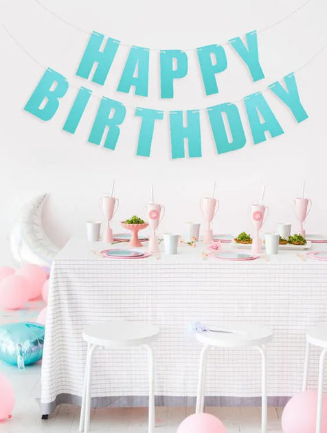 Прапорці Паперові Happy Birthday З Глітером | Бірюзовий - зображення 2