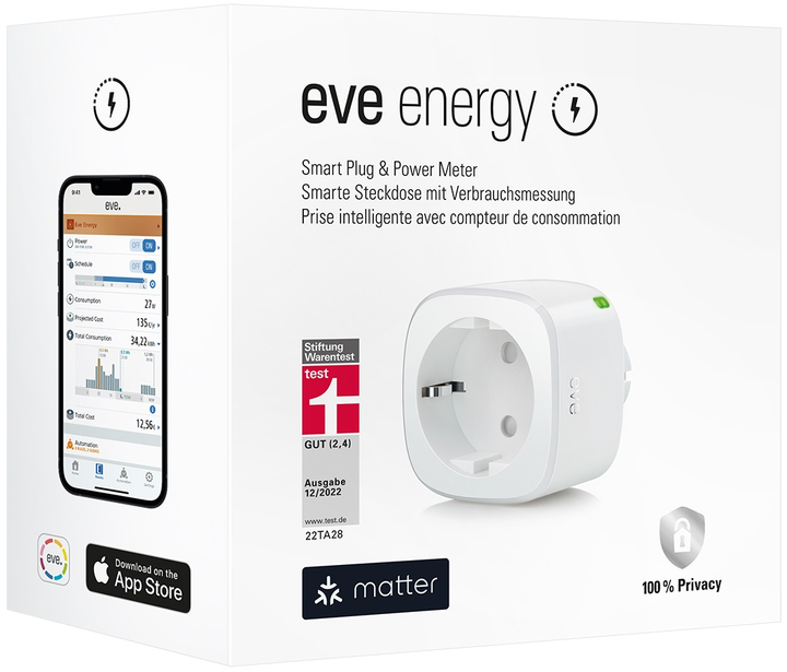 Розумна розетка Eve Energy Smart Plug and Power meter біла (10EBN9951) - зображення 3
