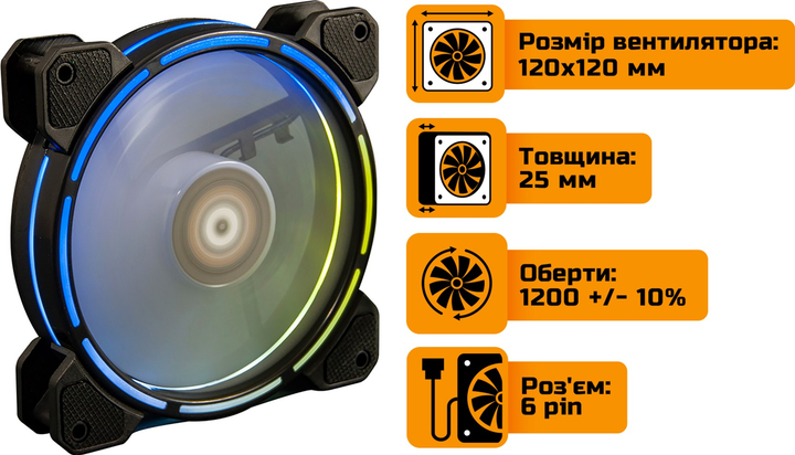 Вентилятор Frime Iris LED Fan Think Ring RGB HUB (FLF-HB120TRRGBHUB16) - изображение 2