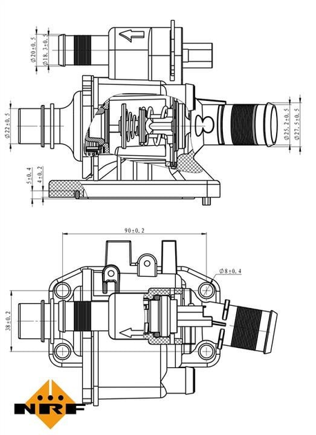 725058 NRF Термостат PSA 1.4D/1.6D/1.6DH 02.06- NRF (725058) - изображение 1