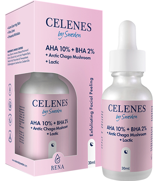 Пилинг-сыворотка Celenes с кислотами AHA+BHA+Lactic+Arctic Chaga Mushroom 30 мл (5180200) (7350104249472) 